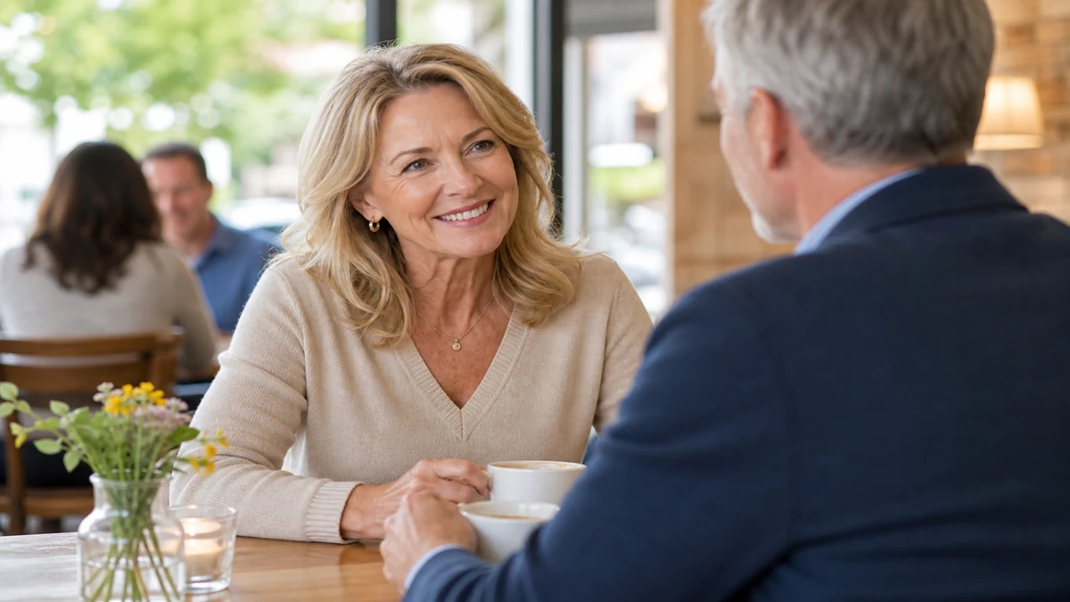 Dating over 50 after divorce with a relaxed coffee conversation